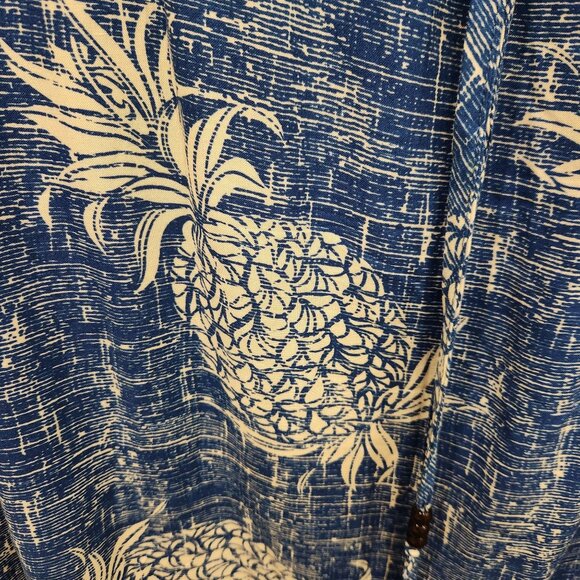 Palmwave Hawaii Blue Pineapple Print Dress V-Neckline Drawstring Waist Womens XL - Picture 5 of 7